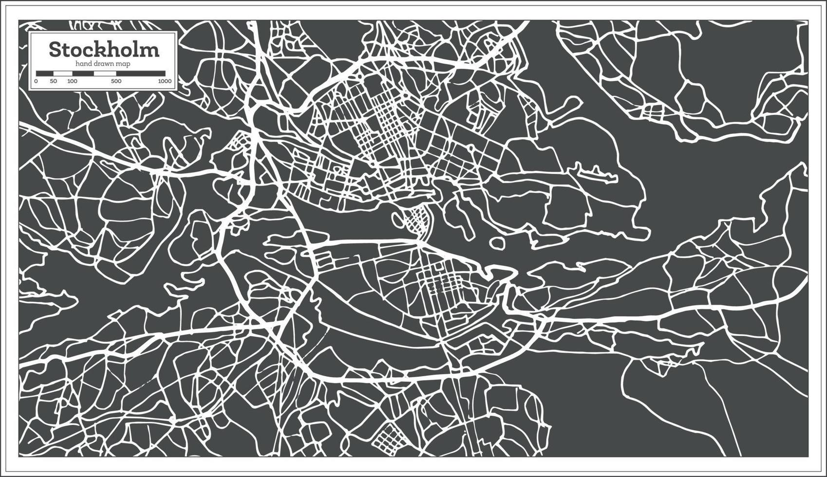 Stockholm Sweden Map in Retro Style. vector