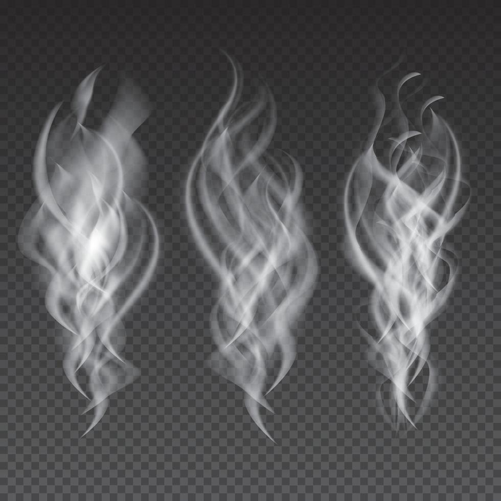 conjunto de humo aislado sobre fondo transparente. vector