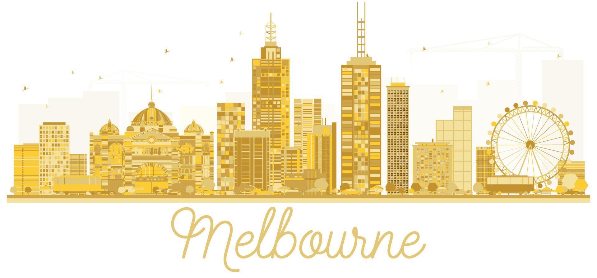 Melbourne Australia City skyline golden silhouette. vector