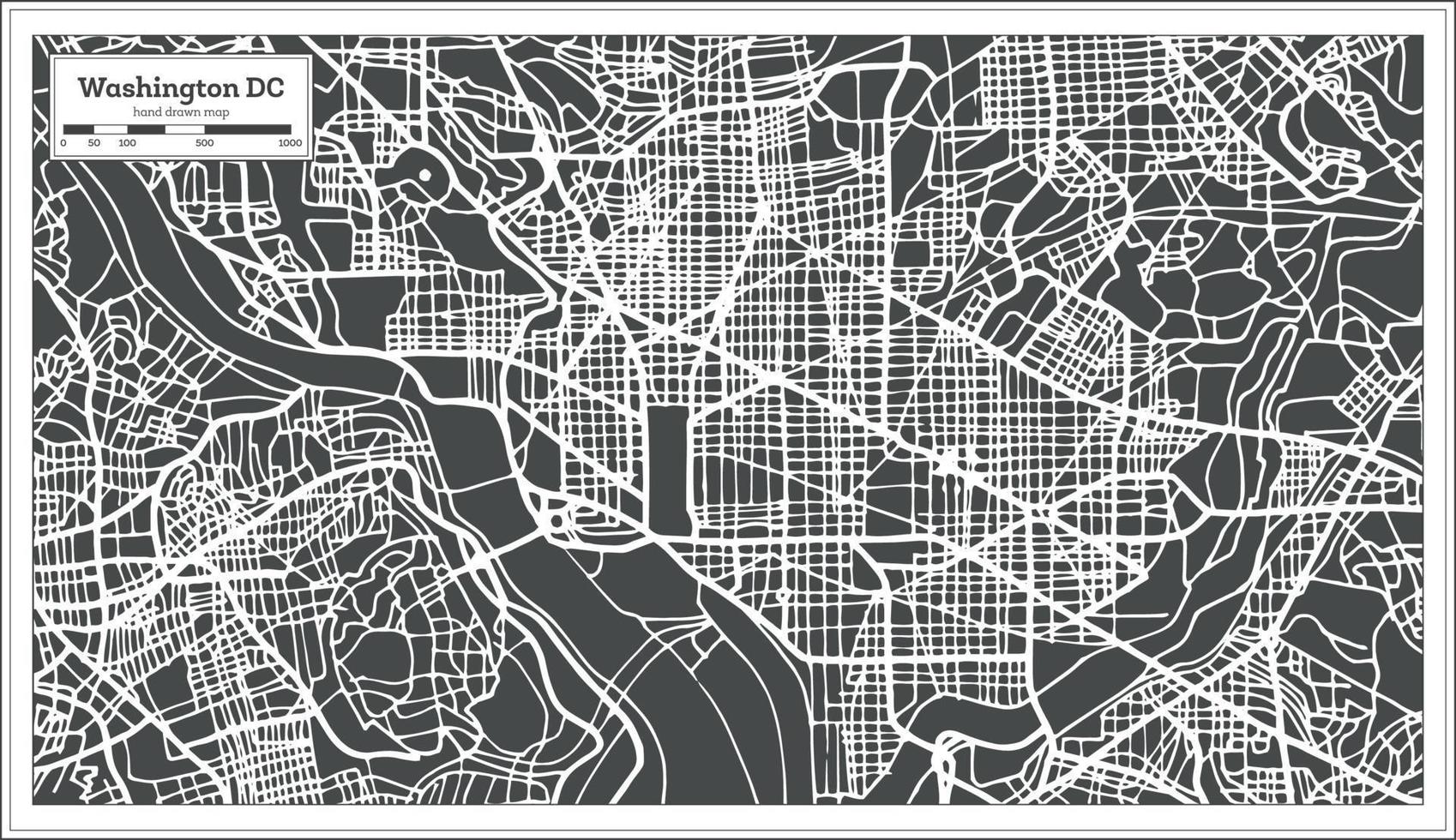 Washington DC USA Map in Retro Style. vector
