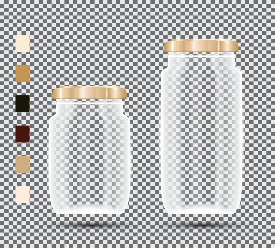 Glass Jars on Transparent Background. vector