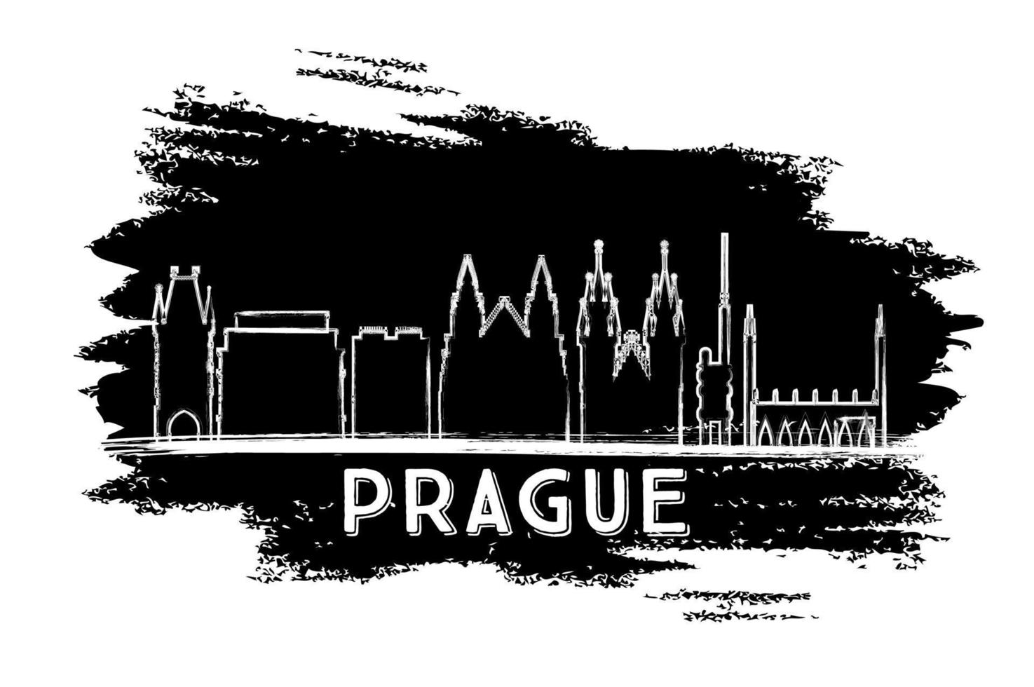 Prague Skyline Silhouette. Hand Drawn Sketch. vector