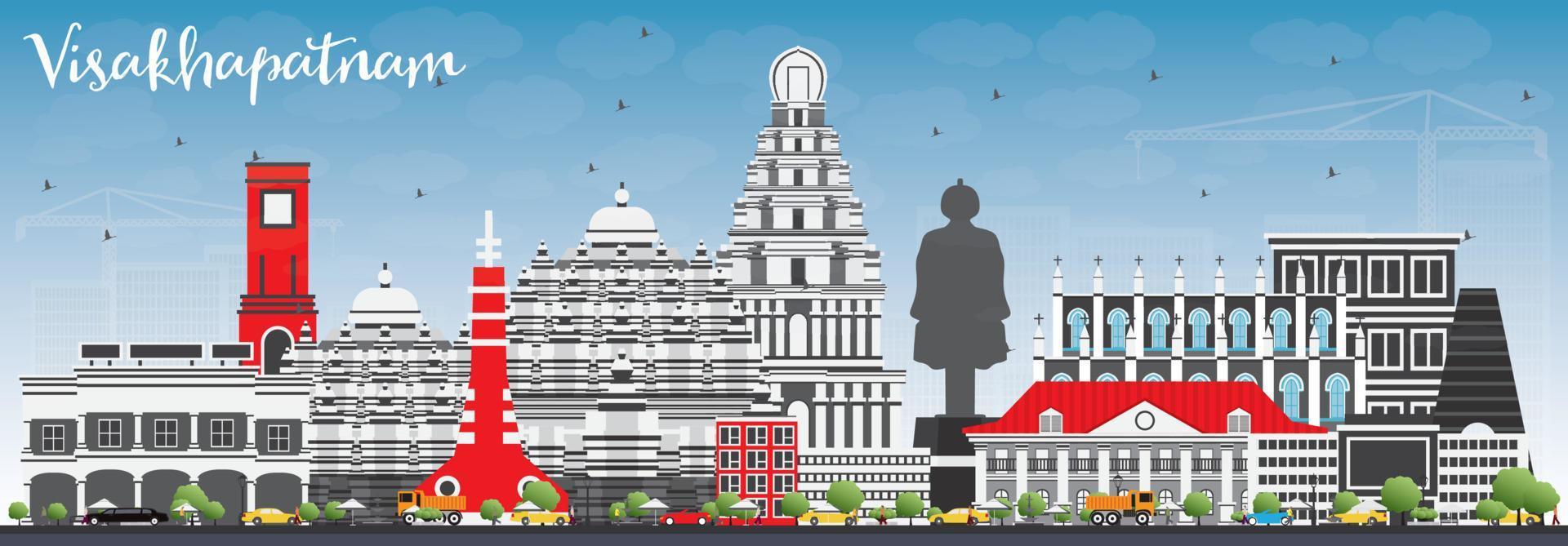 Visakhapatnam Skyline with Gray Buildings and Blue Sky. vector