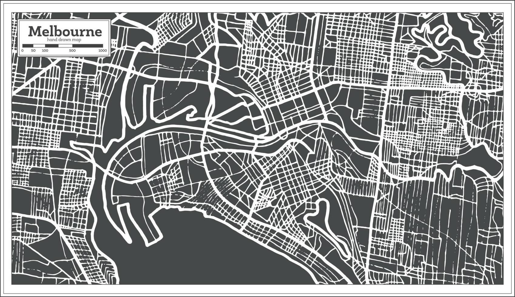 Melbourne Australia Map in Retro Style. vector