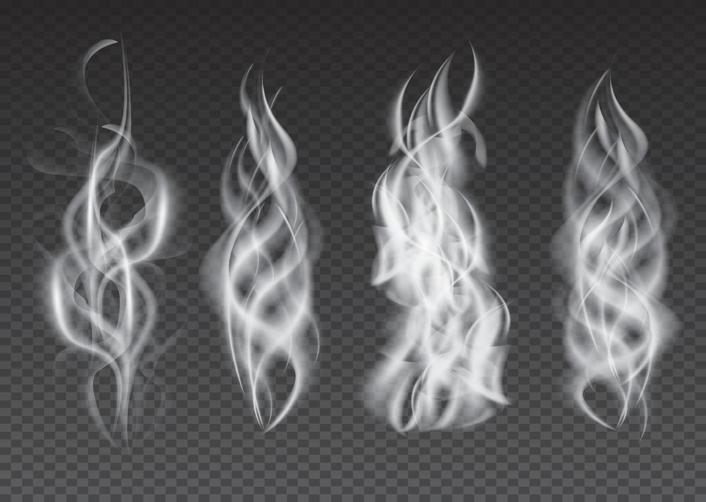 conjunto de humo aislado sobre fondo transparente. vector