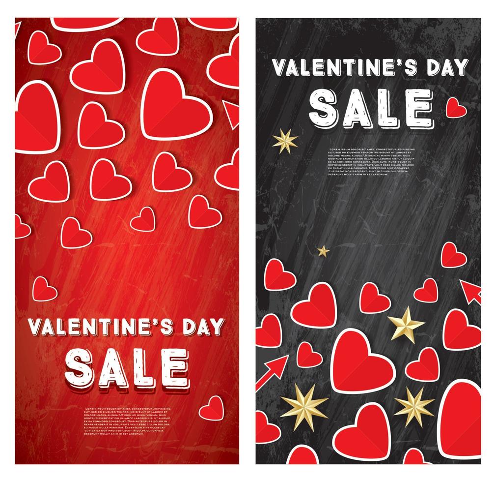 banner de venta de san valentín con corazones. vector