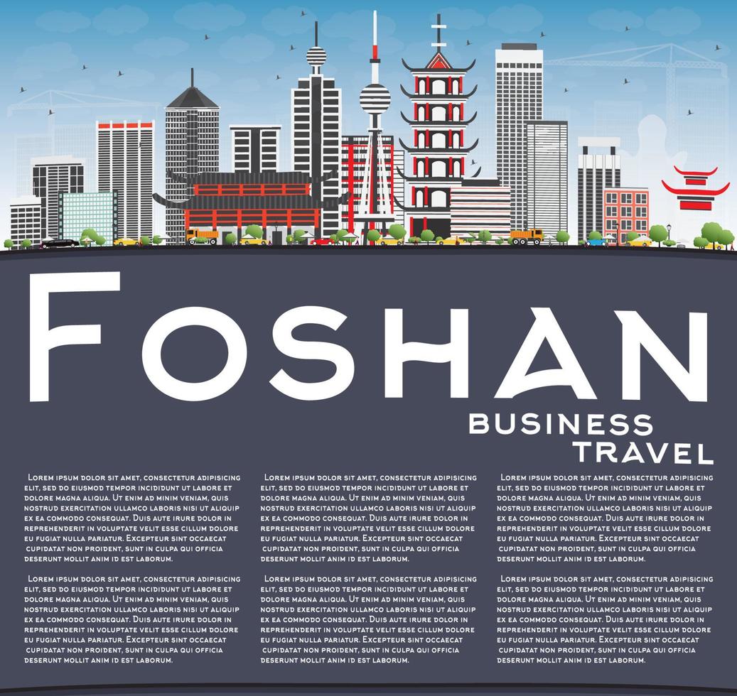 Foshan Skyline with Gray Buildings, Blue Sky and Copy Space. vector