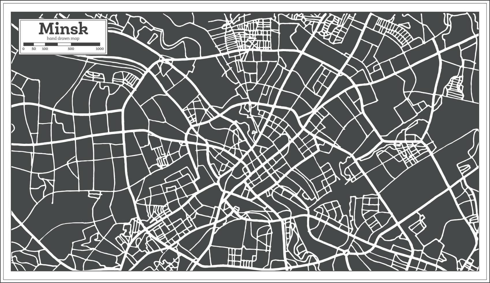 mapa de minsk bielorrusia en estilo retro. vector