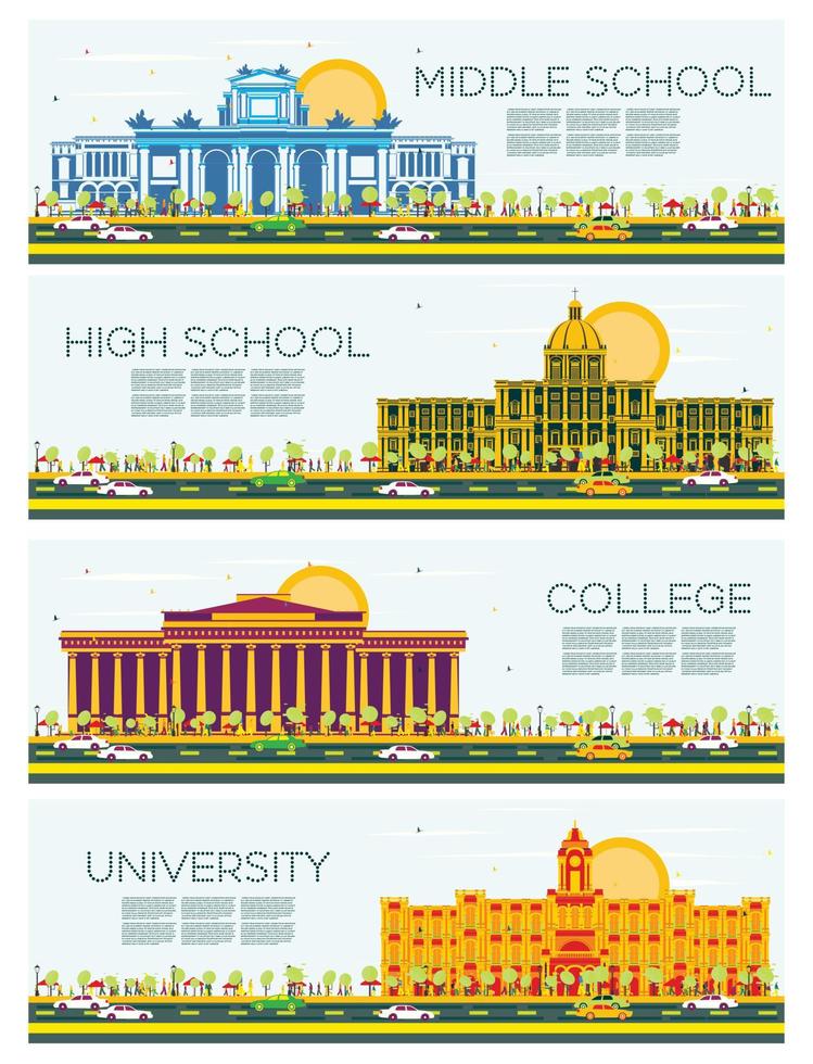 Set of University, High School and College Study Banners. vector