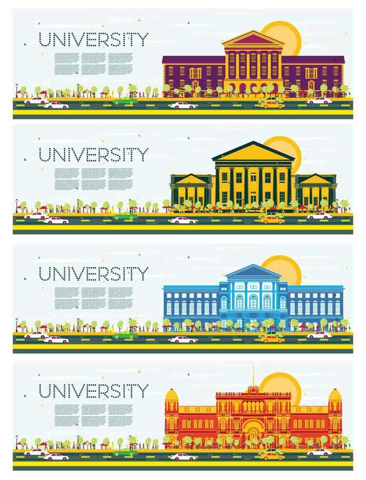 conjunto de carteles de estudios universitarios. vector