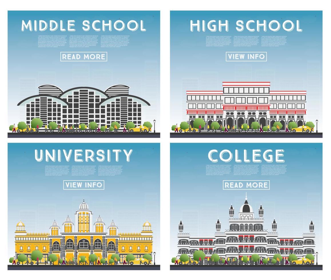 Set of University, High School and College Study Banners. vector