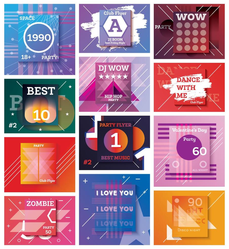 Set of Party Flyer, Banner or Template. vector