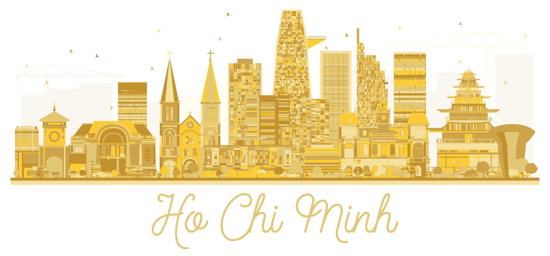 Ho Chi Minh Vietnam City skyline golden silhouette. vector