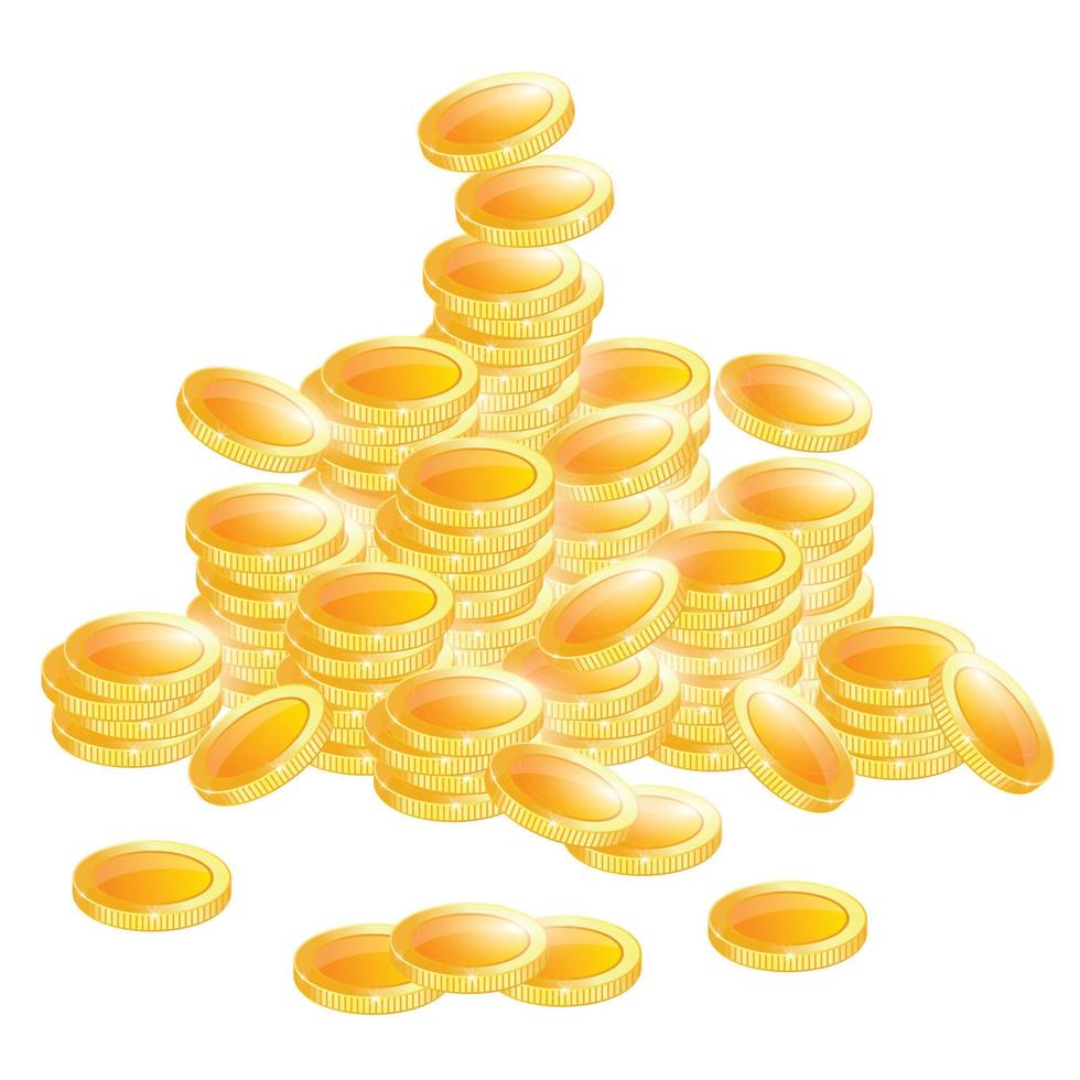 Golden Coins Isolated on White Background. vector