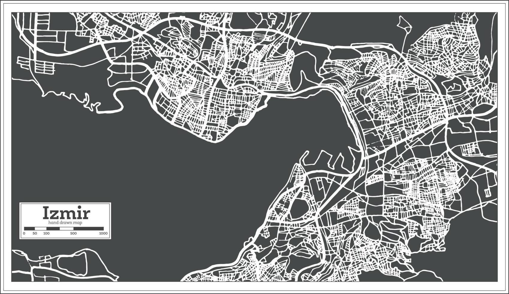 Izmir Turkey Map in Retro Style. vector