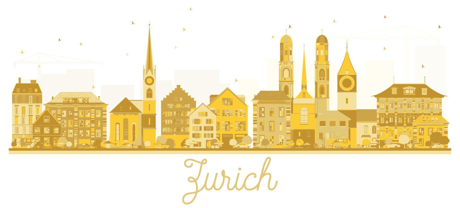 Zurich Switzerland City skyline golden silhouette. vector