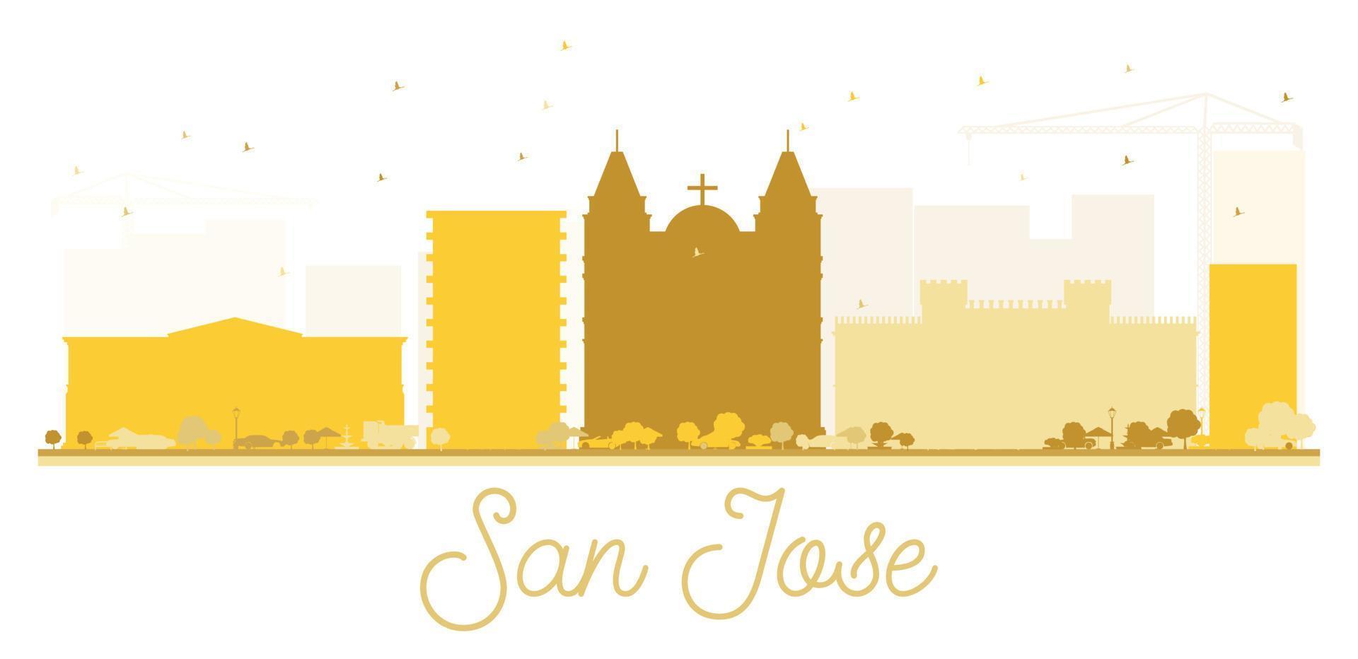 silueta dorada del horizonte de la ciudad de san jose. vector