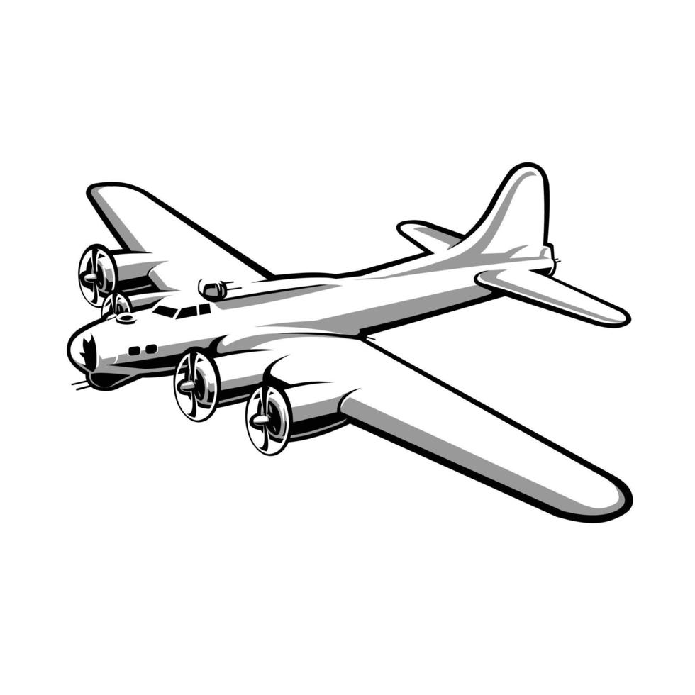 vector de silueta de fortaleza voladora de avión bombardero b17