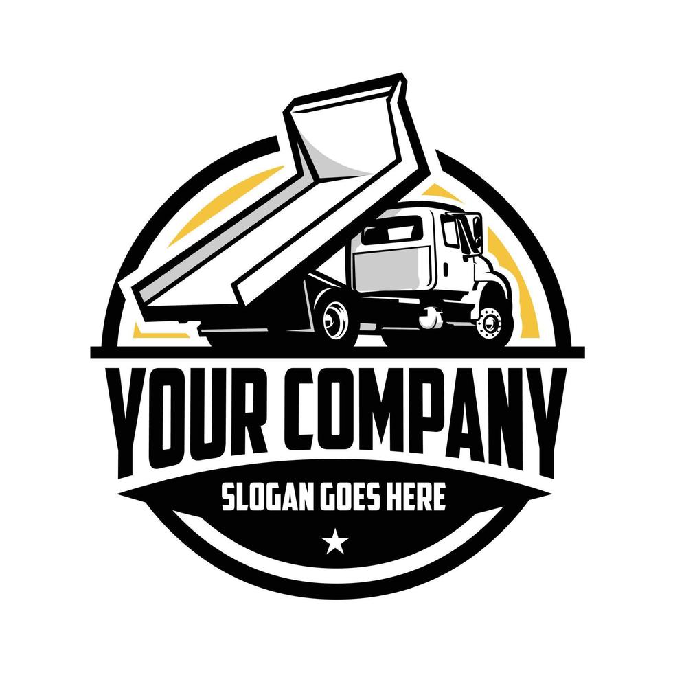 Dump truck company logo badge vector. Best for trucking and freight related industry vector