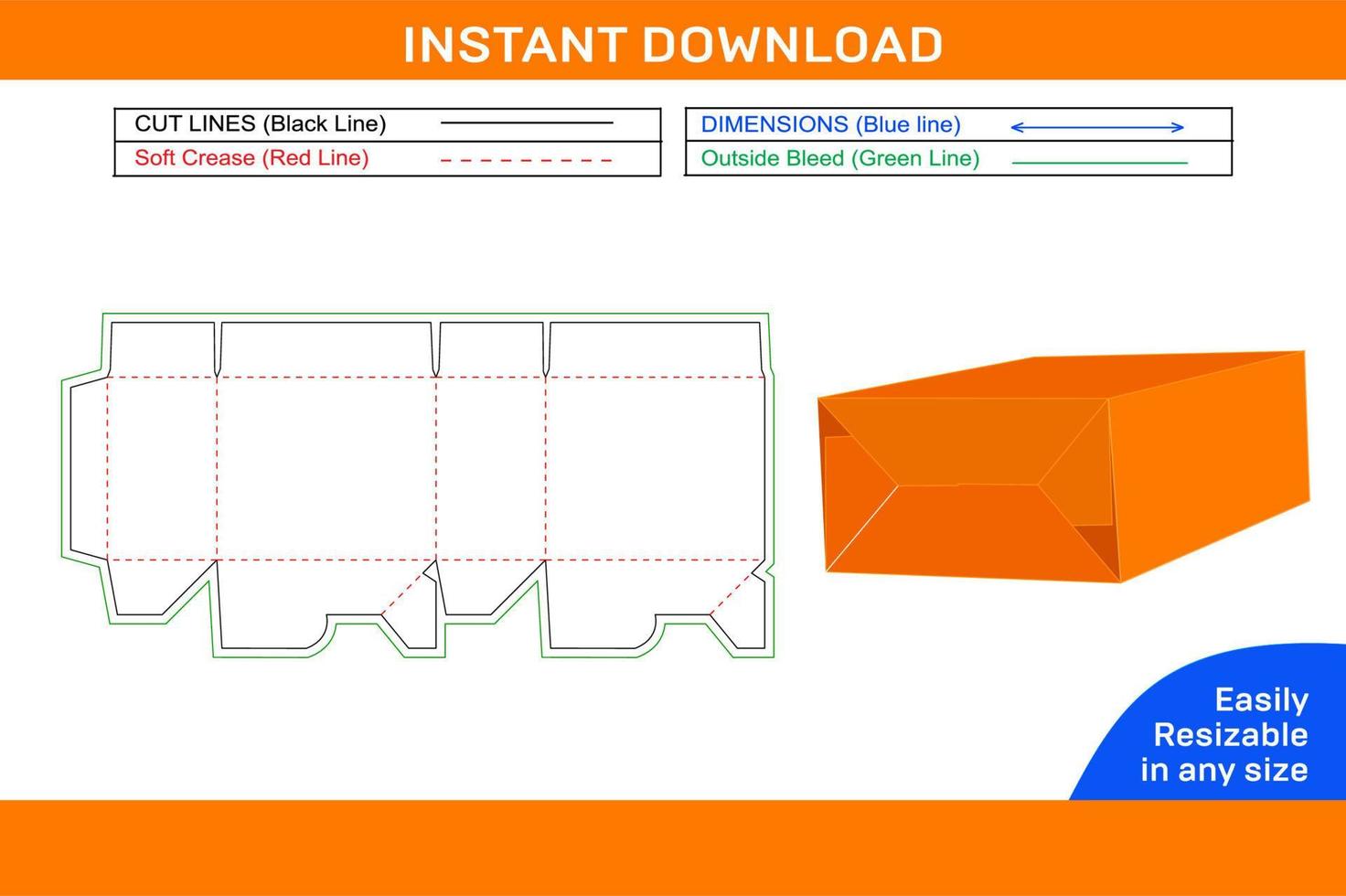 embalaje auto bottom lock tuck top box dieline y 3d box vector