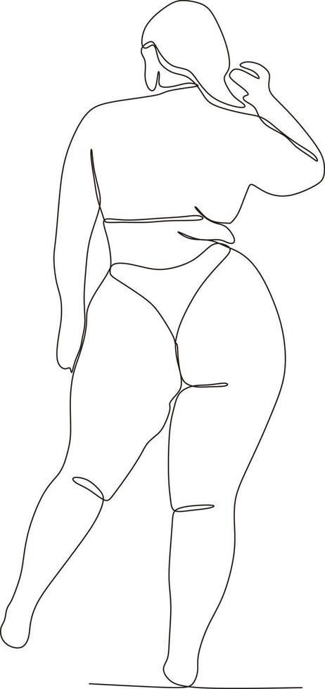 continuous line of beautiful women in bikinis in summer vector