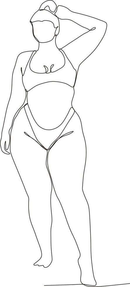 continuous line of beautiful women in bikinis in summer vector