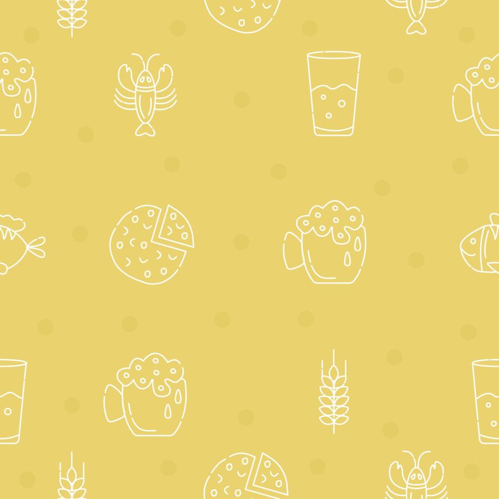 Beer and related items, seamless pattern vector