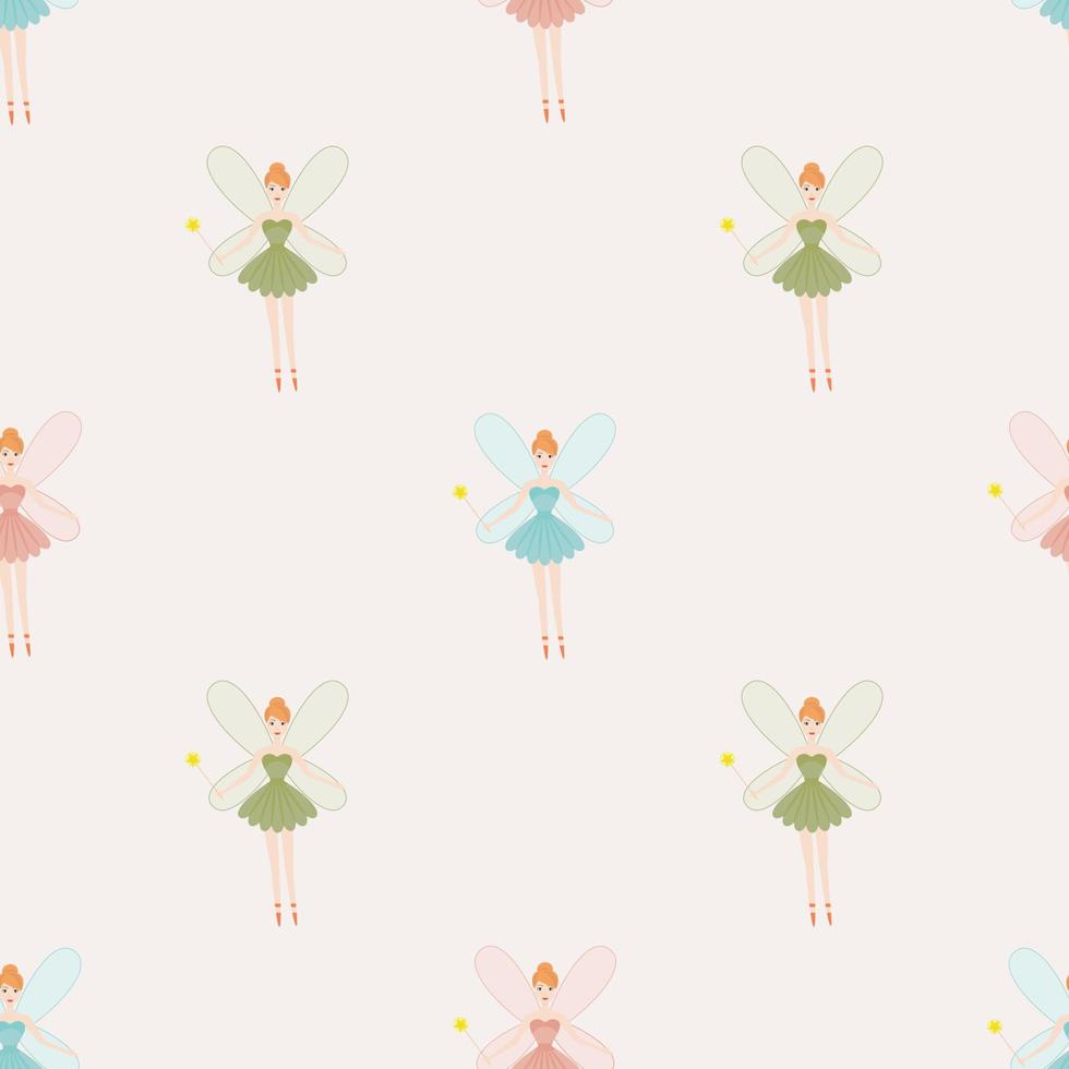 Vector seamless pattern. Child Fairies sorceresses