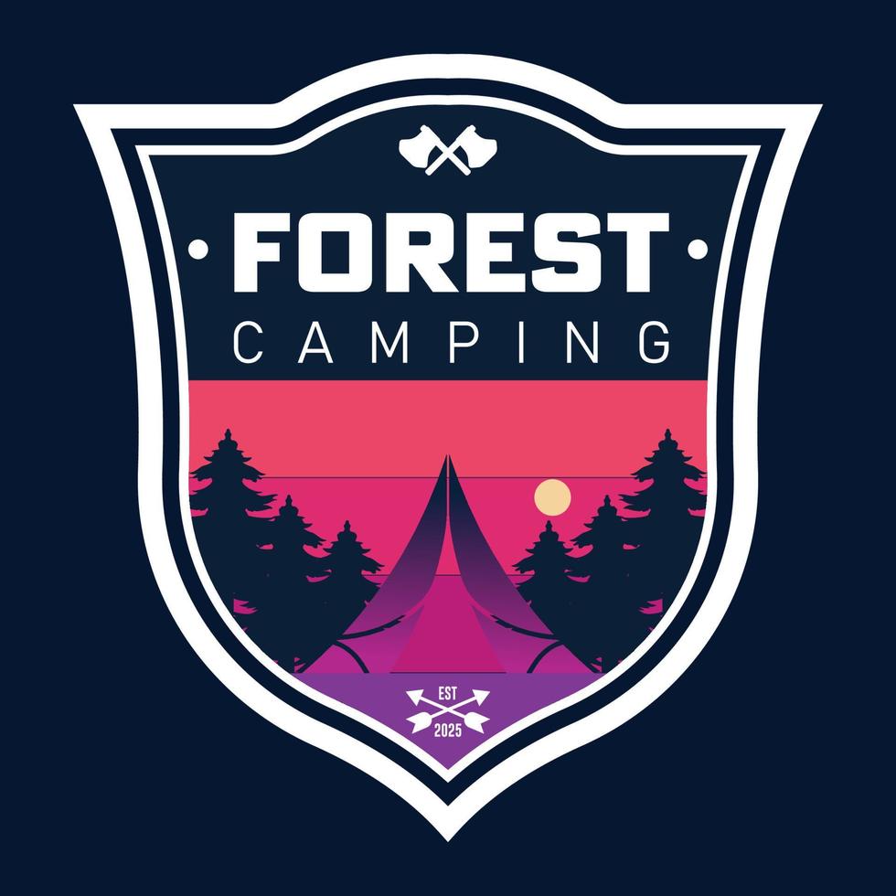 Free forest camping Vintage vector colure   adventure  badge, label, patch emblem, badges logo