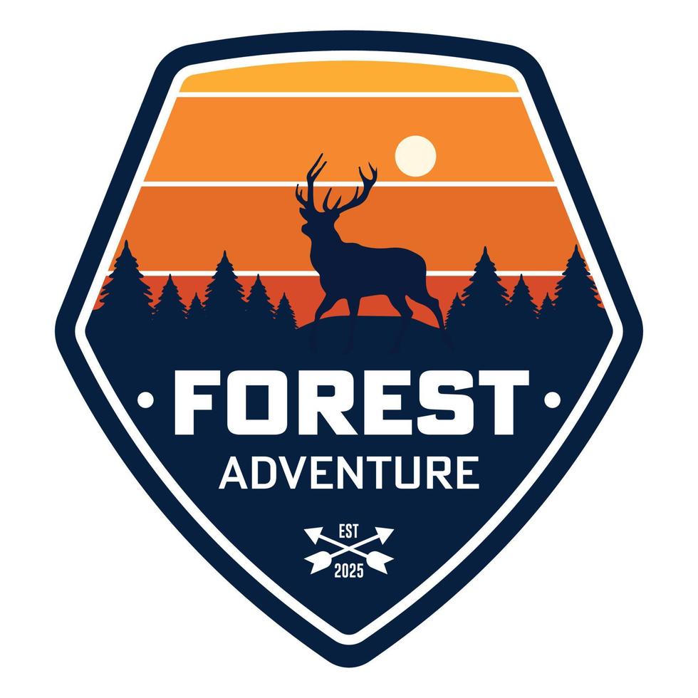 Free forest camping Vintage vector colure   adventure  badge, label, patch emblem, badges logo