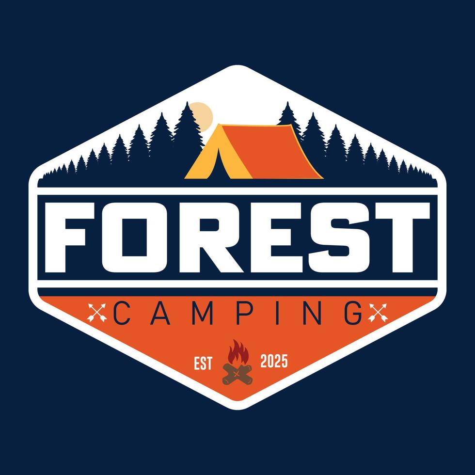 Free forest camping Vintage vector colure   adventure  badge, label, patch emblem, badges logo