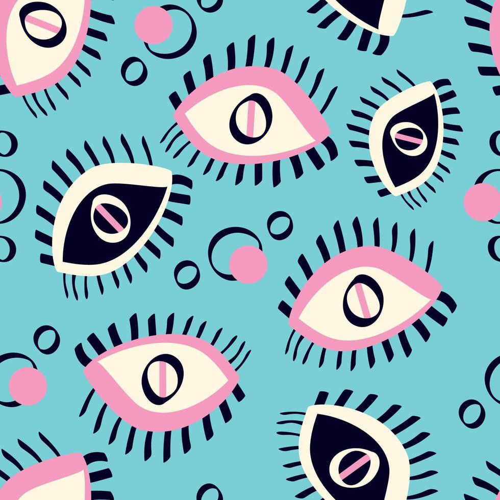 Ethnical magical pattern with eyes. Vector illustration