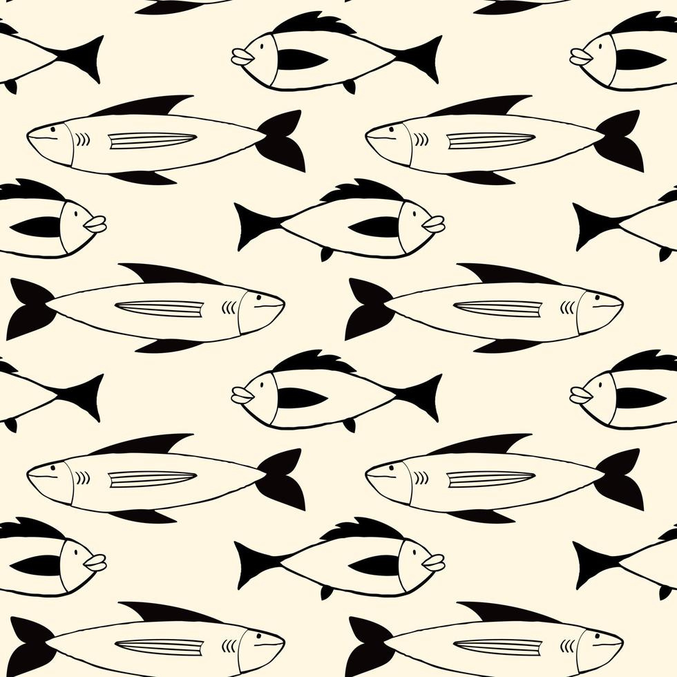 patrón de peces extravagantes extraños en estilo moderno de garabato. ilustración vectorial vector