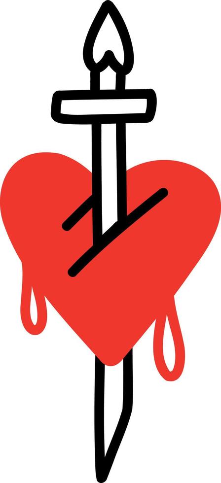 A heart with dagger. Vector illustration