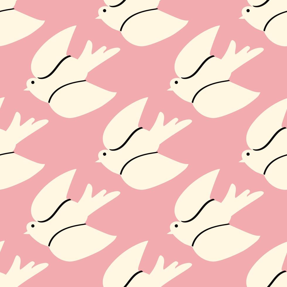 dove seamless pattern. The dove bird is a symbol of peace. vector drawing in doodle style
