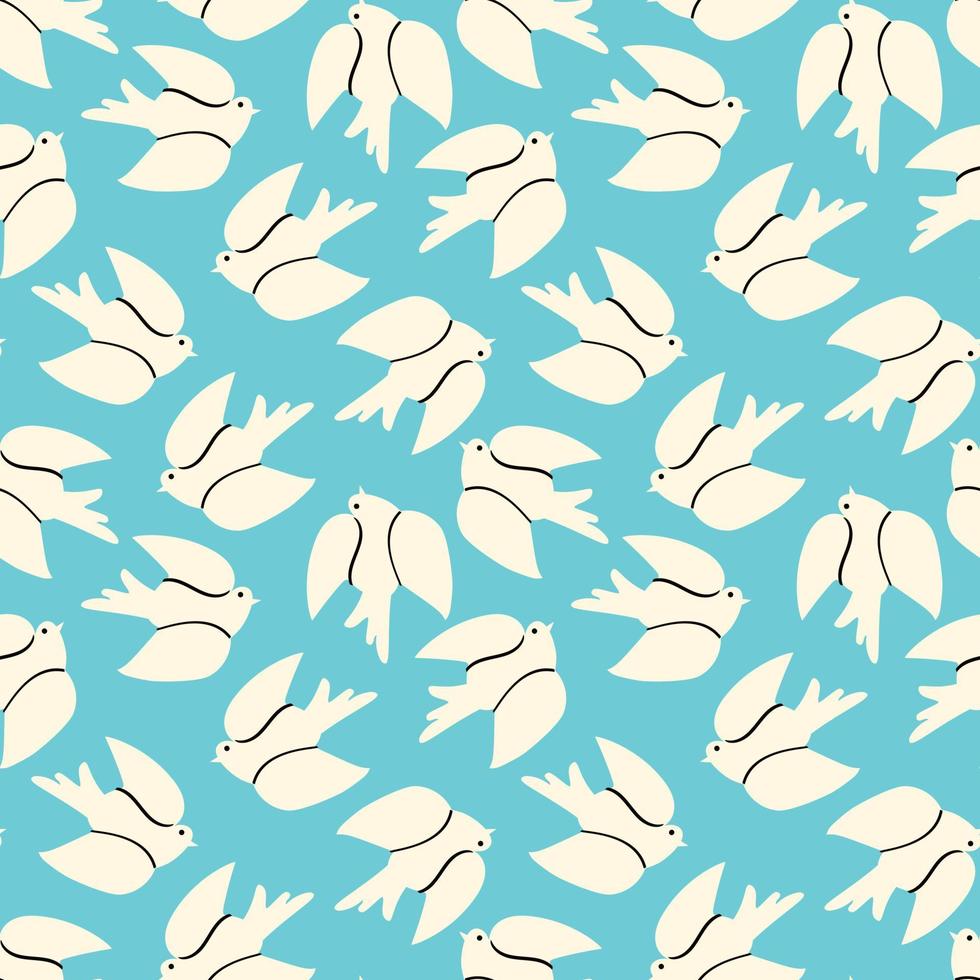 dove seamless pattern. The dove bird is a symbol of peace. vector drawing in doodle style