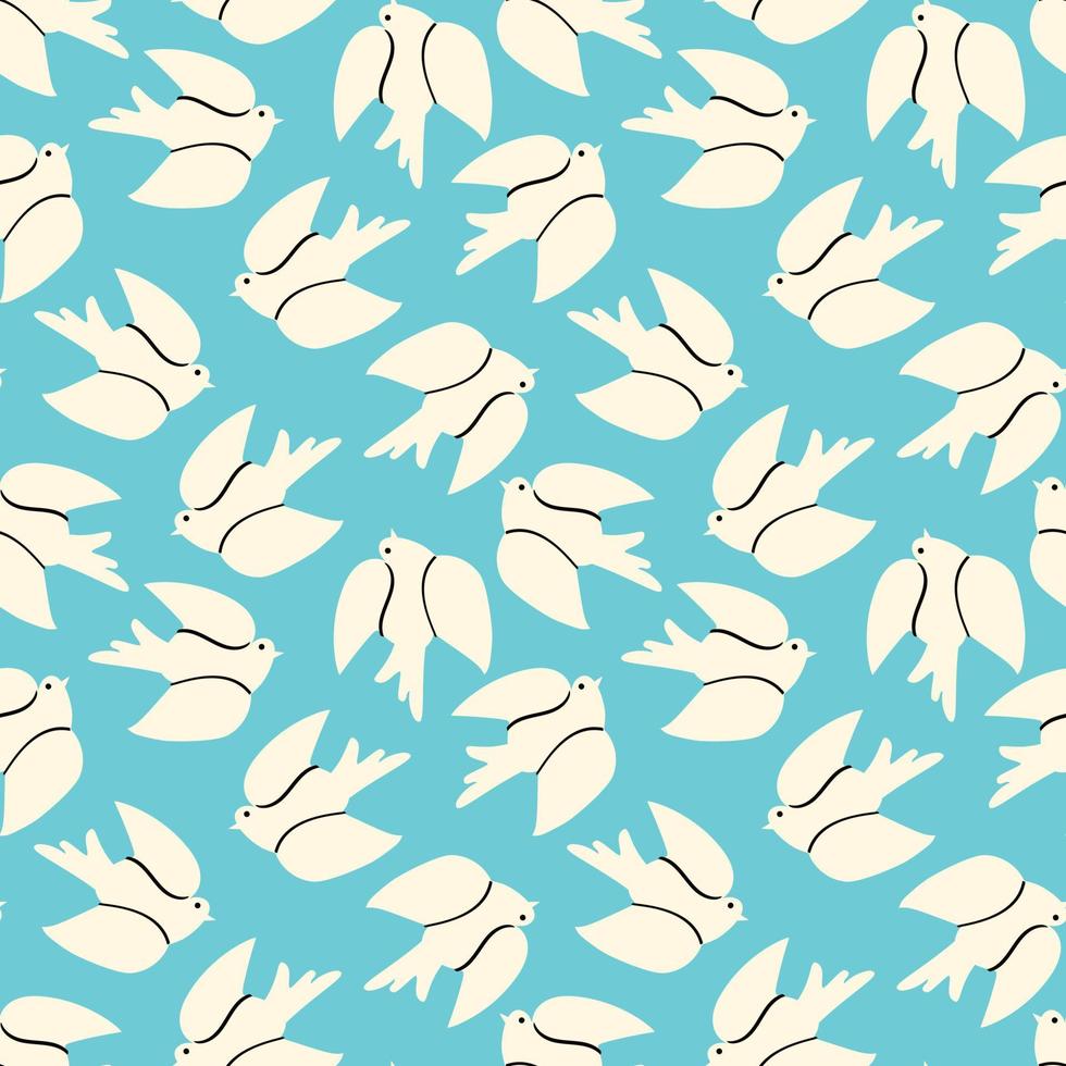 dove seamless pattern. The dove bird is a symbol of peace. vector drawing in doodle style