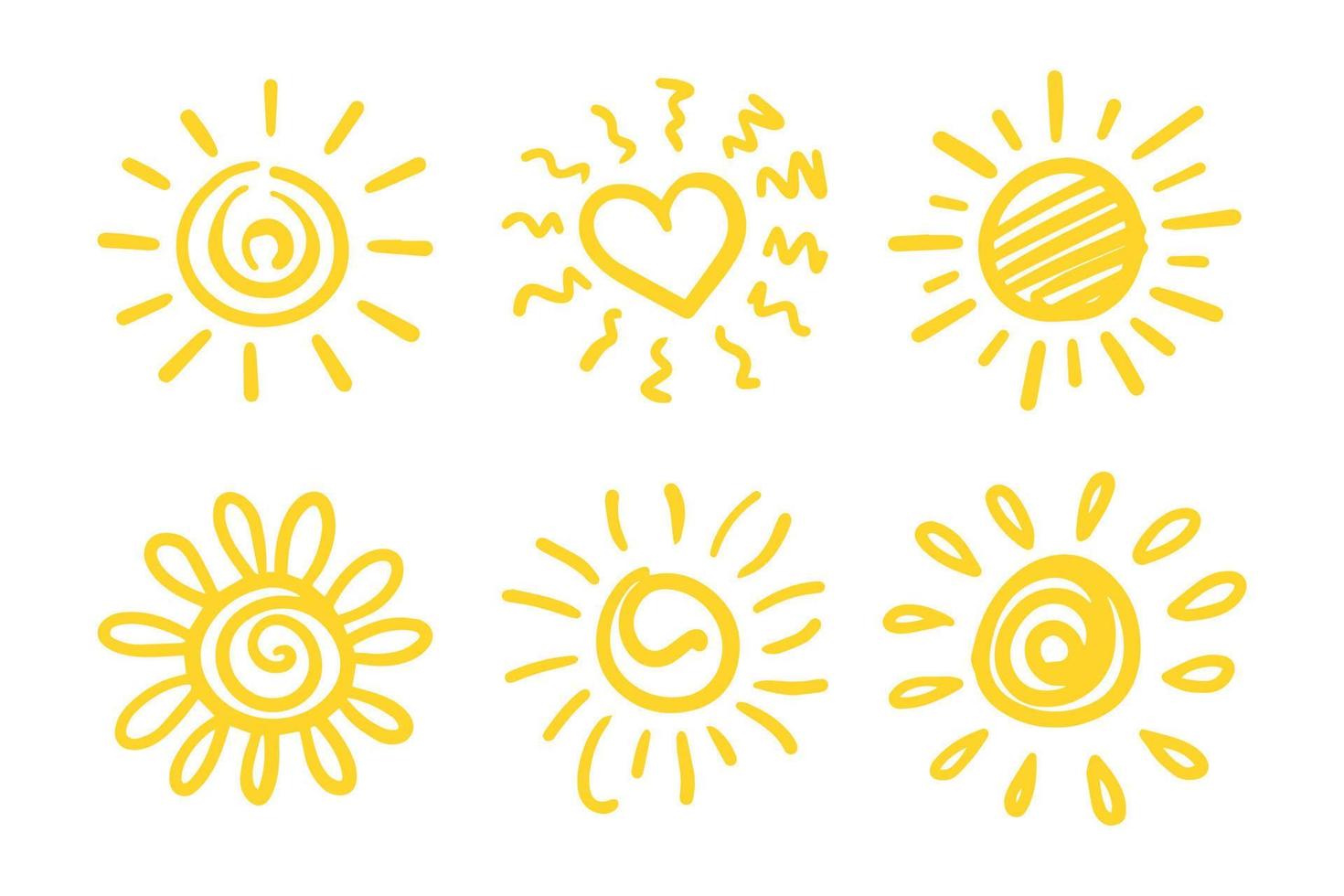 set of doodle sun.Design elements. vector illustration.