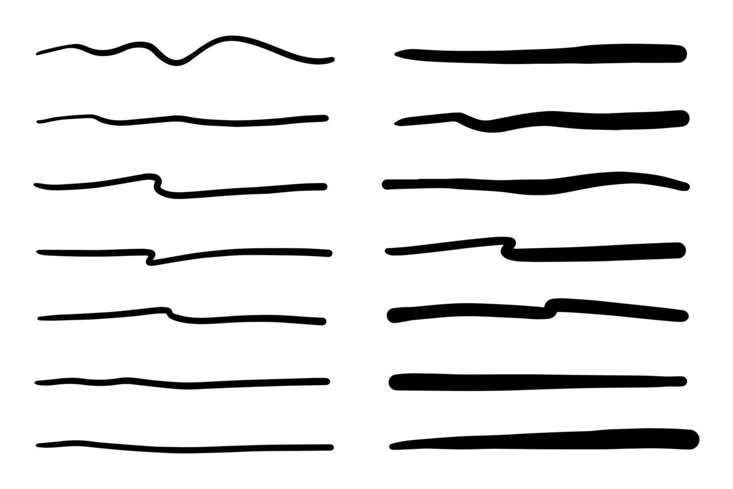 Vector set of hand drawn underline.