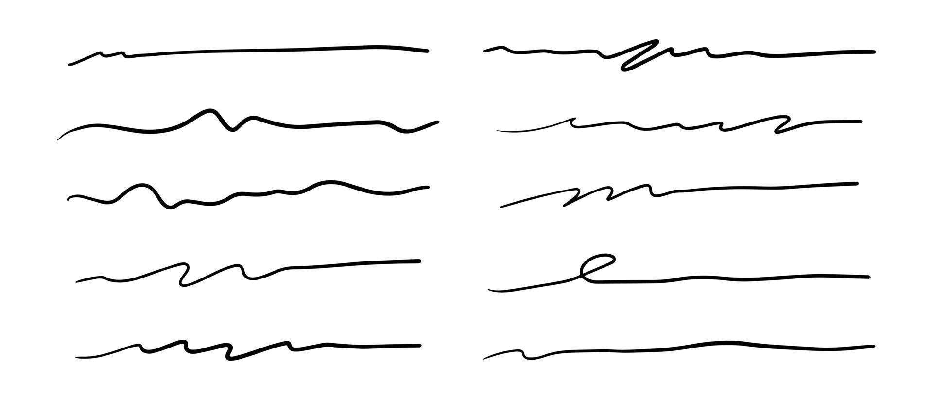 Vector set of hand drawn underline.