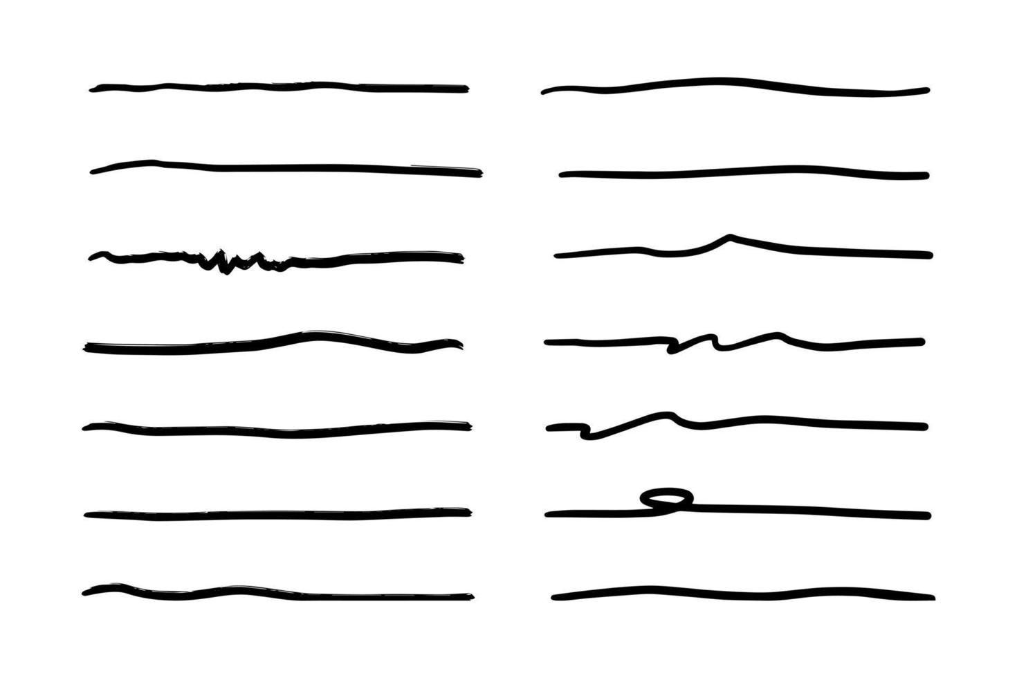 Vector set of hand drawn underline.