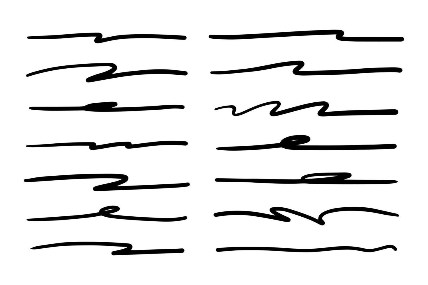 Vector set of hand drawn underline.