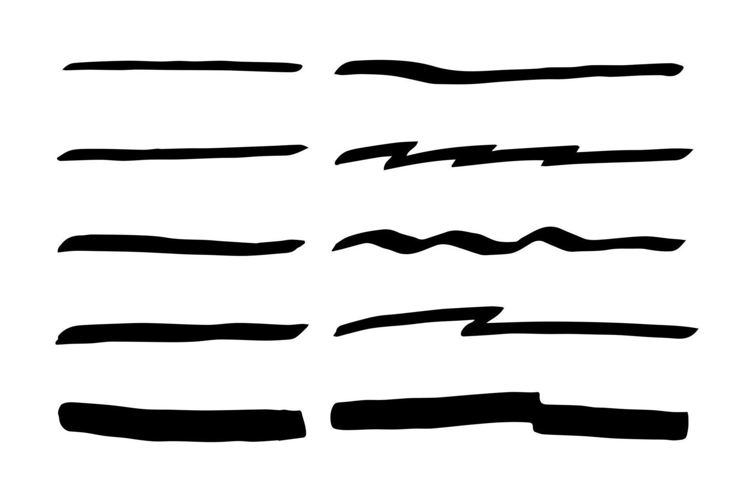 Vector set of hand drawn underline.