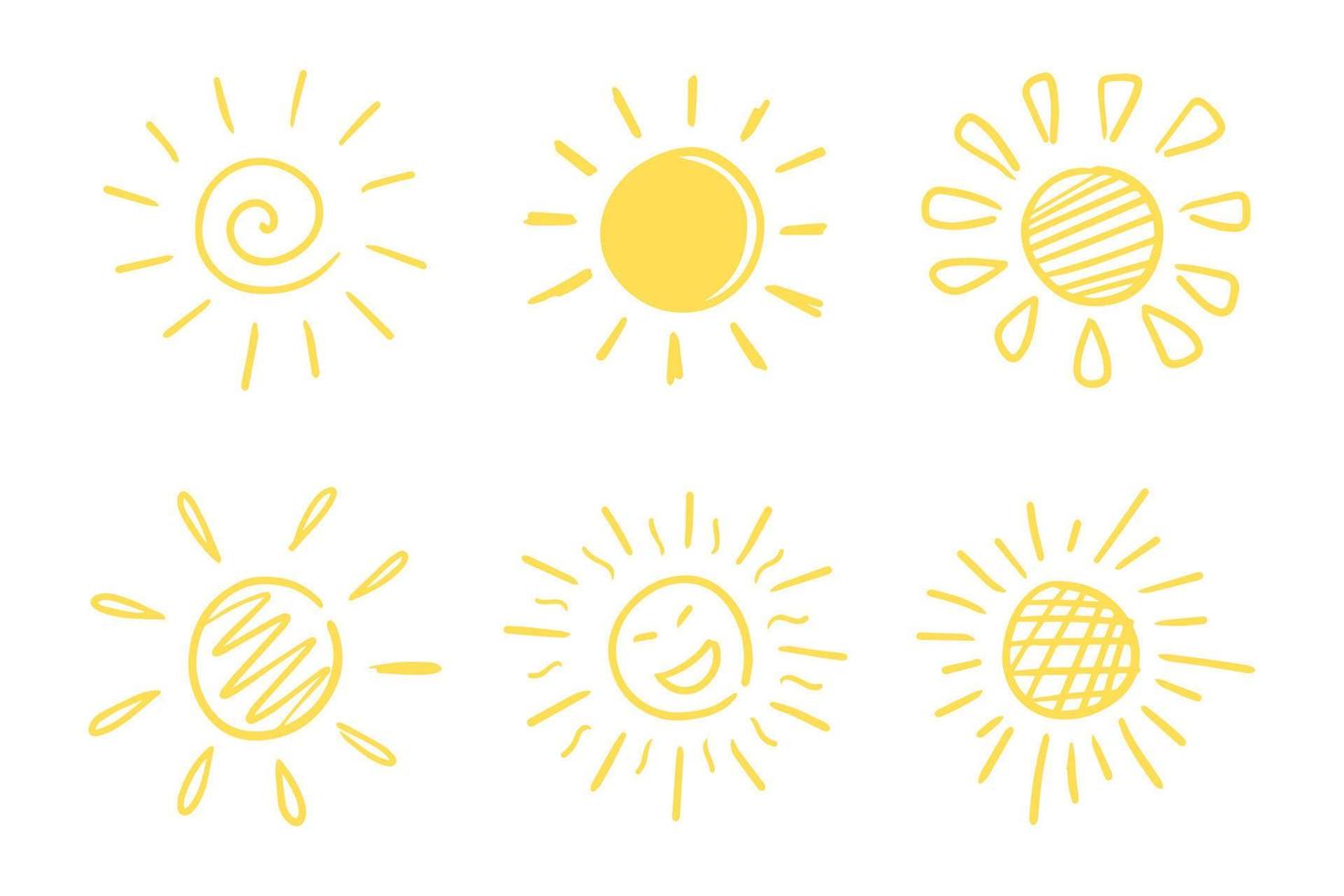 conjunto de elementos de doodle sun.design. ilustración vectorial vector