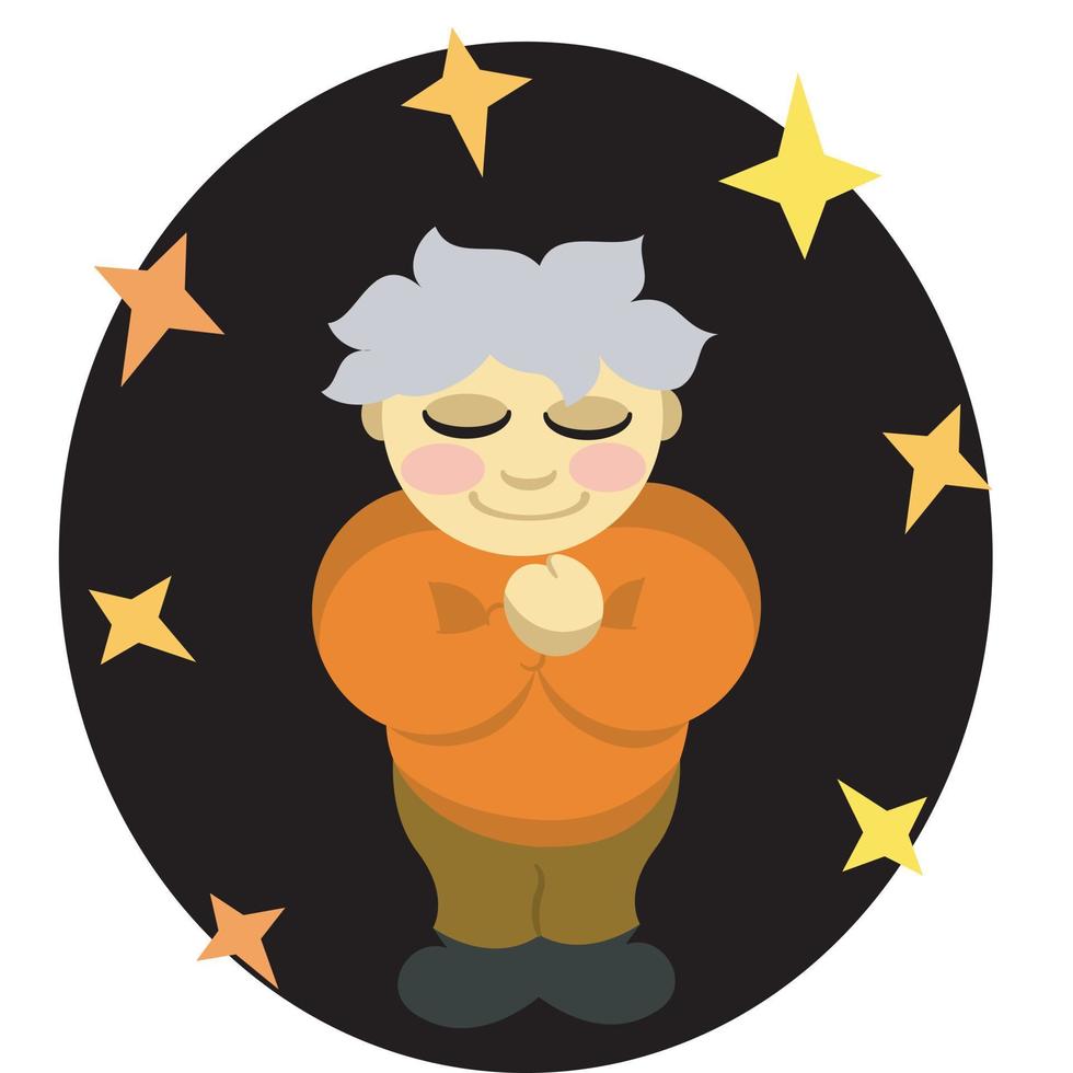 a gray-haired man wishing on the stars vector