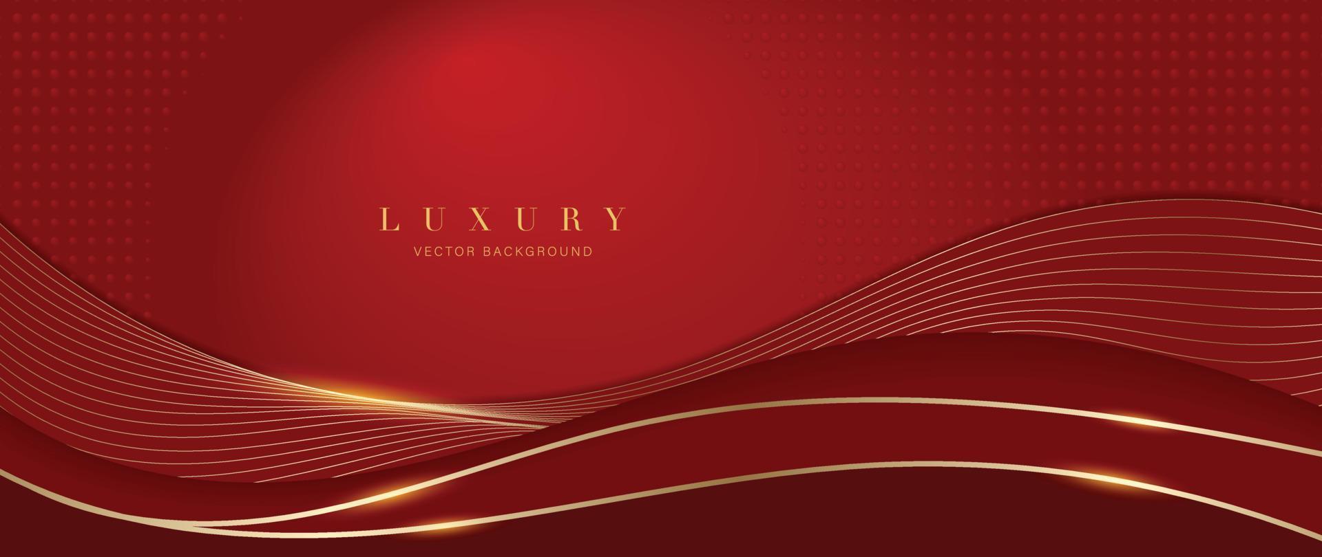 Luxury red background vector. Abstract red and golden lines background with glow effect. Modern style wallpaper for Chinese New Year, ads, sale banner, business presentation and packaging design. vector