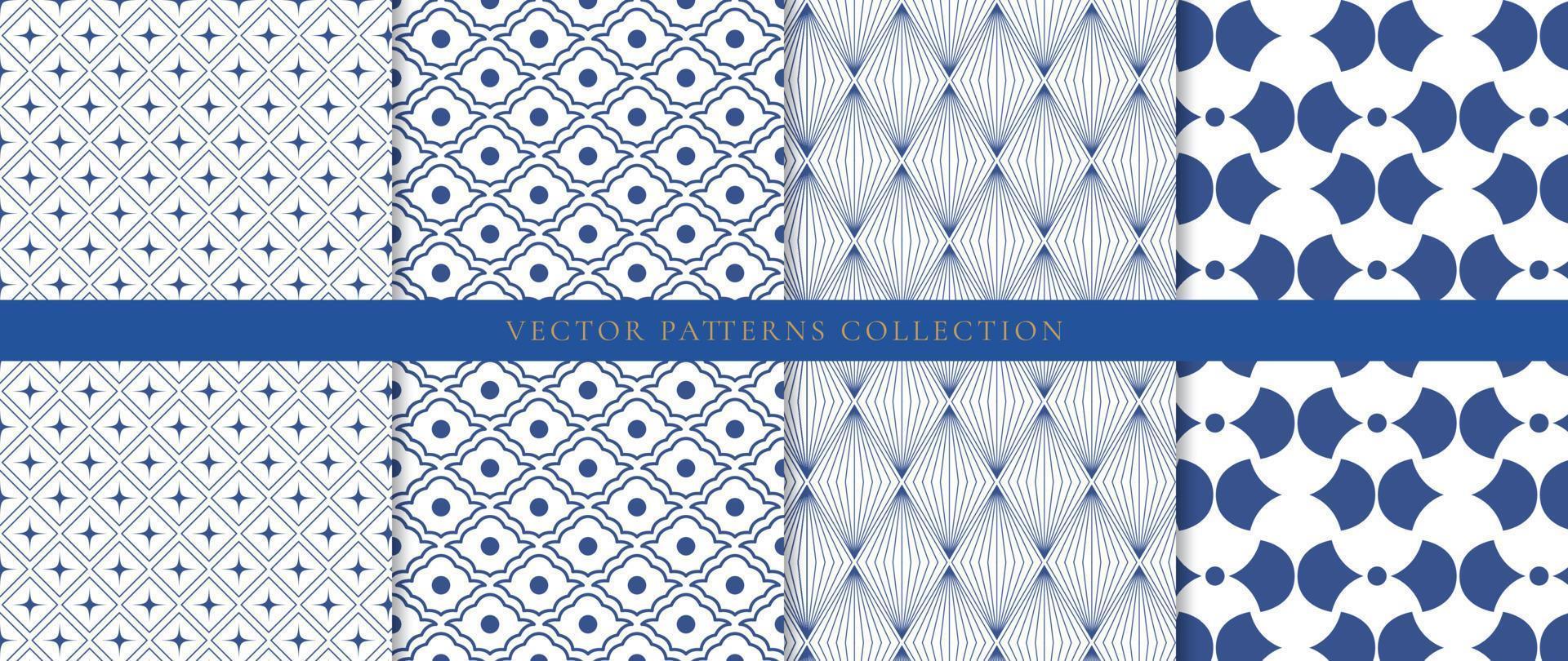 Set of Chinese patterns background vector. Abstract geometric shape, grid vector patterns and swatches. Luxury oriental wallpaper design for fabric, wallpaper, banners, prints and wall arts.