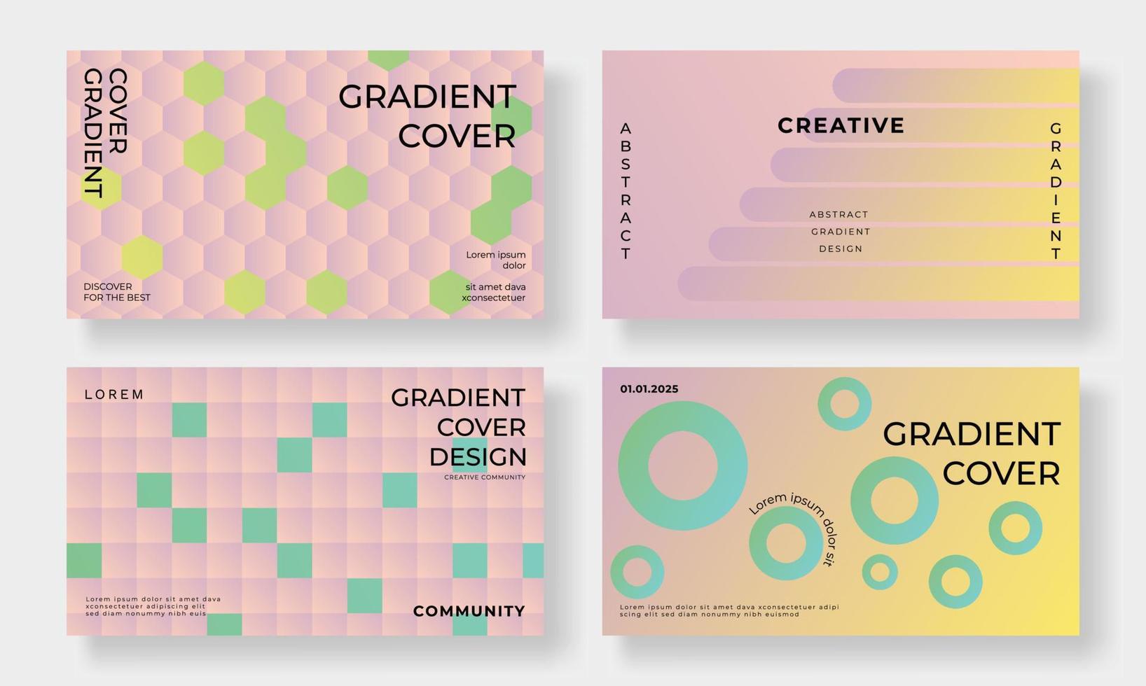 Set of template background design vector. Collection of creative gradient vibrant colorful shape pattern, geometric shape background. Design illustration for business card, cover, banner, wallpaper. vector