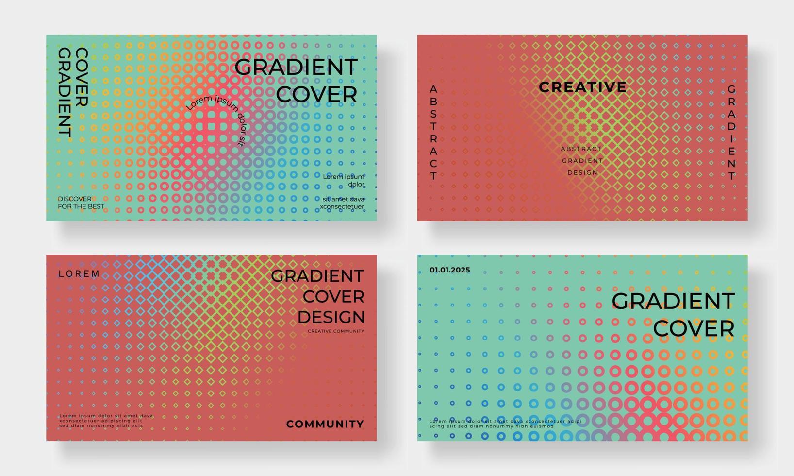 Set of template background design vector. Collection of creative gradient vibrant colorful shape pattern, geometric shape background. Design illustration for business card, cover, banner, wallpaper. vector