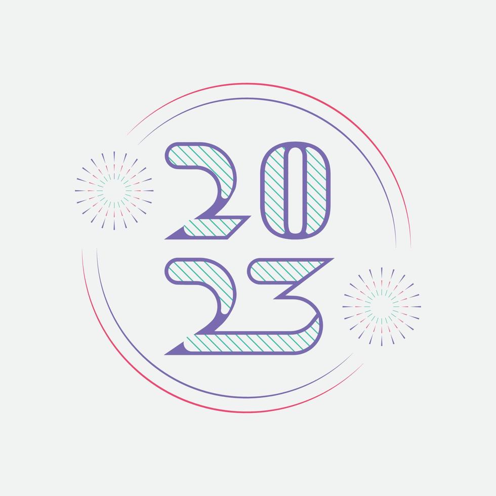 2023 Happy New Year logo with lines, simple and clean vector